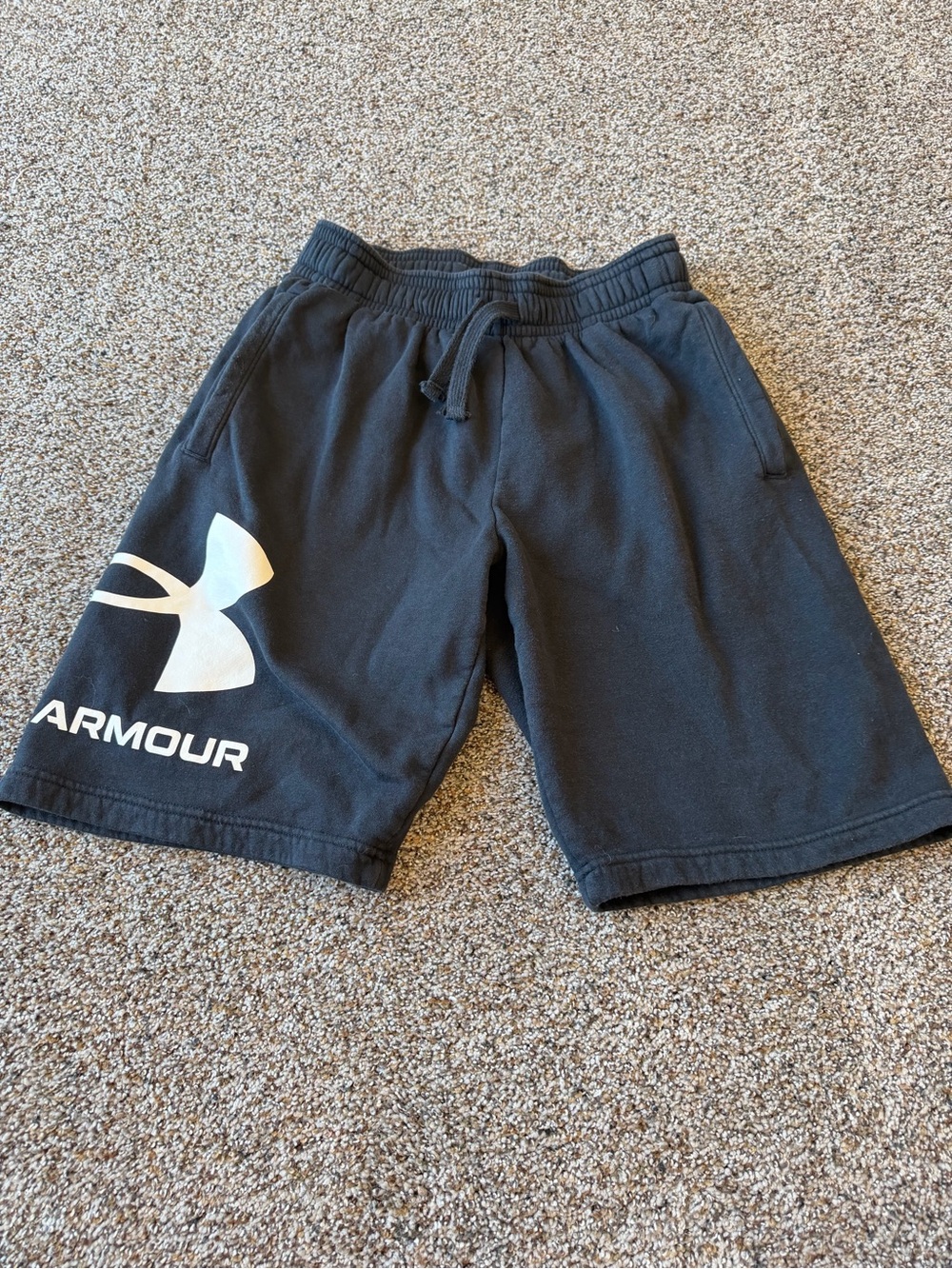 Under Armour Rival Fleece Big Logo Shorts Men's Small Black White Drawstring